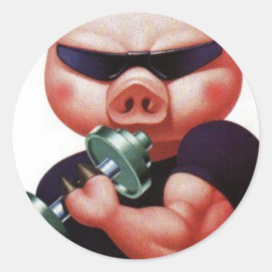 Sticker Rond cochon sportif (Devant)