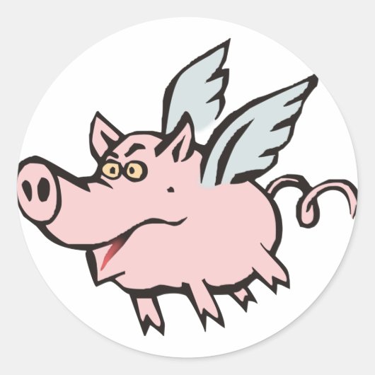 Sticker Rond cochon volant Sau flying pig (Devant)