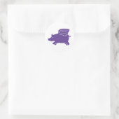 Sticker Rond Cochon volant - violet (Sac)