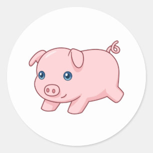 Sticker Rond Cochonnet de porc mignon qui court