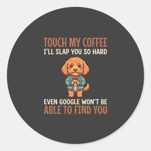 Sticker Rond Cockapoo Amoureux de Café Drôle (Devant)