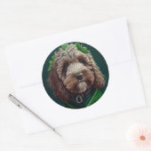Sticker Rond Cockapoo Dog en robe de fête St. Patrick (Enveloppe)