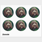 Sticker Rond Cockapoo Dog en robe de fête St. Patrick (Feuille)