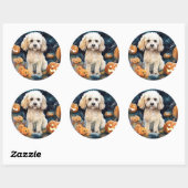 Sticker Rond Cockapoo Halloween avec citrouilles effrayant  (Feuille)