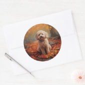 Sticker Rond Cockapou dans les feuilles d'automne automne autom (Enveloppe)