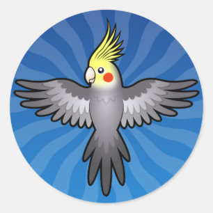 Sticker Rond Cockatiel de bande dessinée