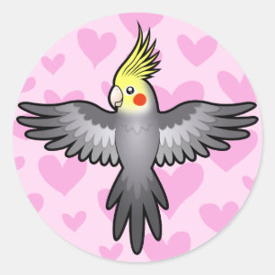 Sticker Rond Cockatiel Love