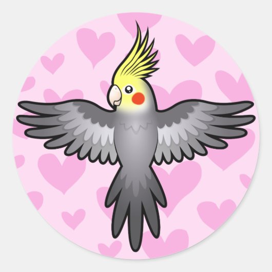 Sticker Rond Cockatiel Love (Devant)