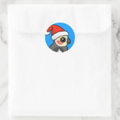 Sticker Rond Cockatiel Père Noël (Sac)