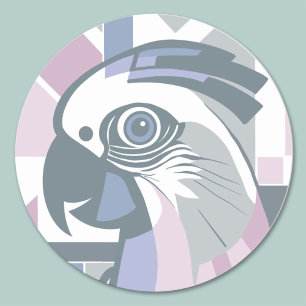 Sticker Rond Cockatoo Parrot Jouer Geometry Bird Pastel