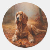 Sticker Rond Cocker Spaniel à l'automne Feuilles automne Inspir (Devant)