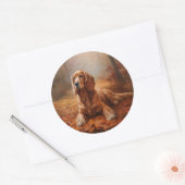 Sticker Rond Cocker Spaniel à l'automne Feuilles automne Inspir (Enveloppe)