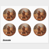 Sticker Rond Cocker Spaniel à l'automne Feuilles automne Inspir (Feuille)