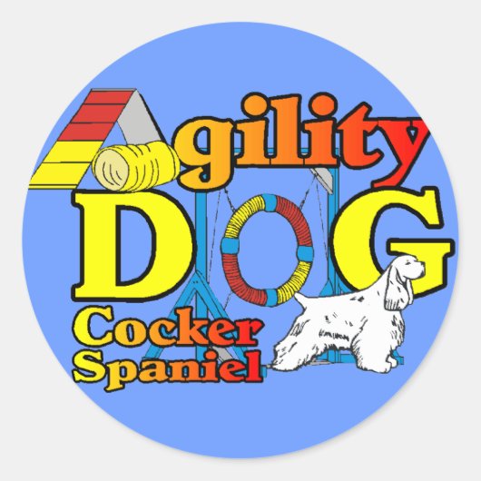 Sticker Rond Cocker Spaniel Agility Cadeaux (Devant)