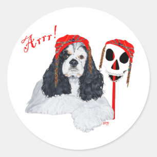 Sticker Rond Cocker Spaniel américain Pirate