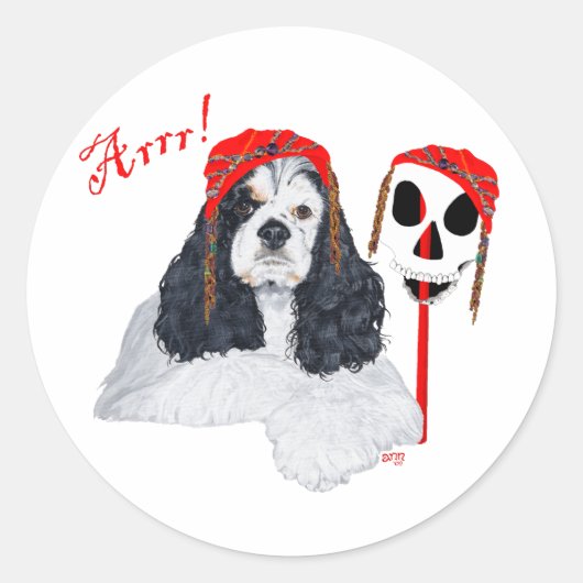 Sticker Rond Cocker Spaniel américain Pirate (Devant)