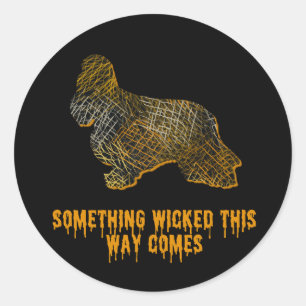 Sticker Rond Cocker Spaniel Chien Silhouette Fun Halloween