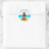 Sticker Rond Cocker Spaniel Chien sur la plage (Sac)
