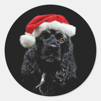 Sticker Rond Cocker Spaniel Christmas