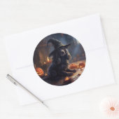 Sticker Rond Cocker Spaniel Citrouilles Halloween effrayant (Enveloppe)