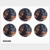 Sticker Rond Cocker Spaniel Citrouilles Halloween effrayant (Feuille)