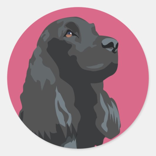 Sticker Rond Cocker Spaniel - Noir - Modèles de race de base (Devant)