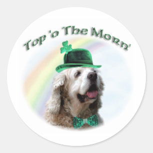 Sticker Rond Cocker Spaniel Top of the Morn'; St. Patrick's day