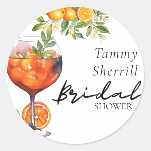 Sticker Rond Cocktail Bridal Shower Aperol Orange Spritz (Devant)