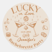 Sticker Rond Cocktail Chanceux Fête de Bachelorette (Devant)
