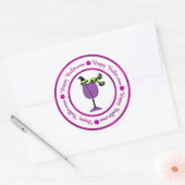 Sticker Rond Cocktail citrouille et sorcière violette Halloween (Enveloppe)