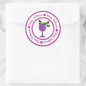 Sticker Rond Cocktail Citrouille & Sorcière Violette Joyeux Hal (Sac)