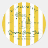 Sticker Rond Cocktail Club d'été | Enterrement de vie de jeune  (Devant)