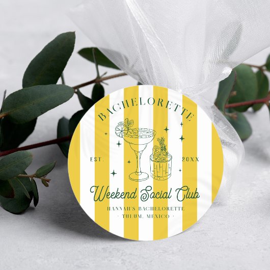 Sticker Rond Cocktail Club d'été | Enterrement de vie de jeune 