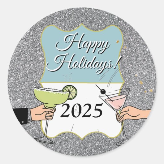 Sticker Rond Cocktail, conversations sophistiquées, boire (Devant)