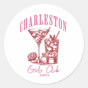 Sticker Rond cocktail de charleston bachelorette