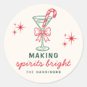 Sticker Rond Cocktail de fêtes de Noël Making Spirits Bright (Devant)