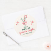 Sticker Rond Cocktail de fêtes de Noël Making Spirits Bright (Enveloppe)