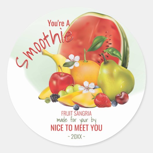 Sticker Rond Cocktail de fruits | Amitié Hello Funny (Devant)