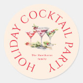 Sticker Rond Cocktail de Noël et soirée élégante (Devant)