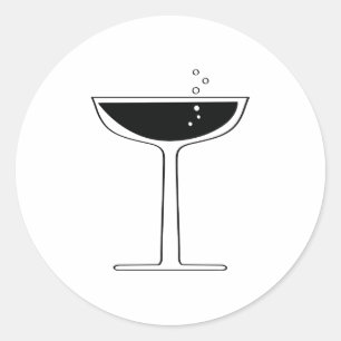 Sticker Rond Cocktail en verre Coupe Bubbly