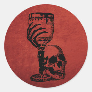 Sticker Rond Cocktail Halloween Verre de vin de crâne