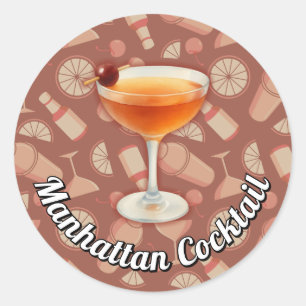 Sticker Rond Cocktail Manhattan