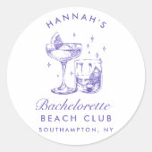 Sticker Rond Cocktail Moderne Rétro Enterrement de Vie de Jeune (Devant)