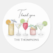Sticker Rond Cocktail simple Boissons Aquarelle Merci amusant (Devant)