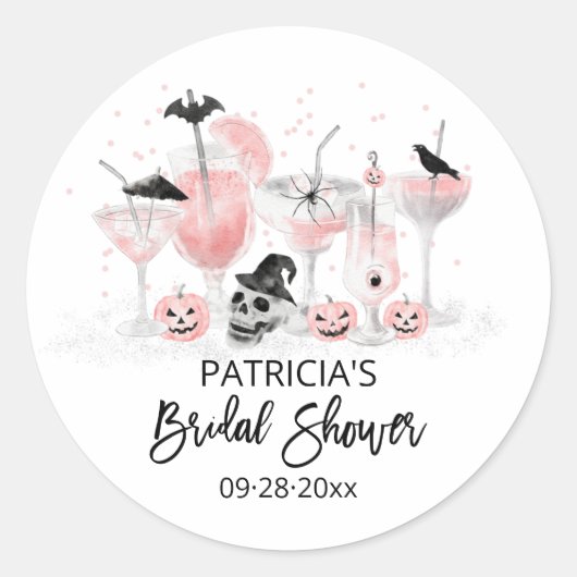 Sticker Rond Cocktails Blush Halloween Fête des mariées (Devant)