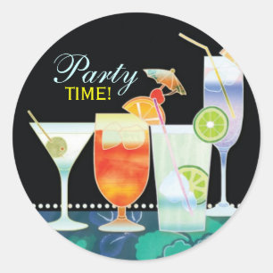 Sticker Rond Cocktails délicieux Invitation de la fête
