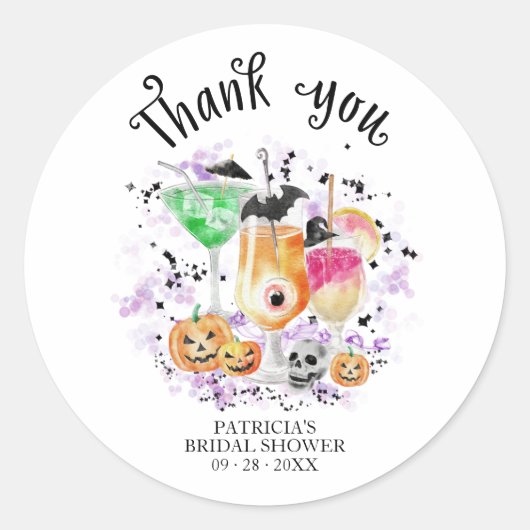 Sticker Rond Cocktails mignons Fête des mariées Halloween (Devant)