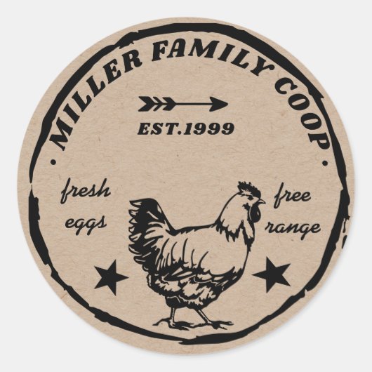 Sticker Rond coco de famille poule oeufs frais (Devant)