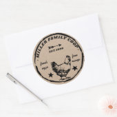 Sticker Rond coco de famille poule oeufs frais (Enveloppe)