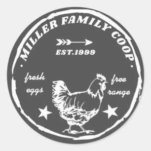 Sticker Rond coco de famille poule oeufs frais